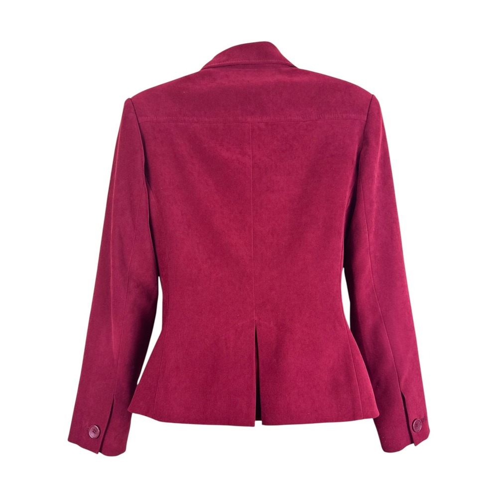 Casual Corner Annex Petite P Burgundy Velvet Blazer Jacket Y2K Tailored - Picture 3 of 8